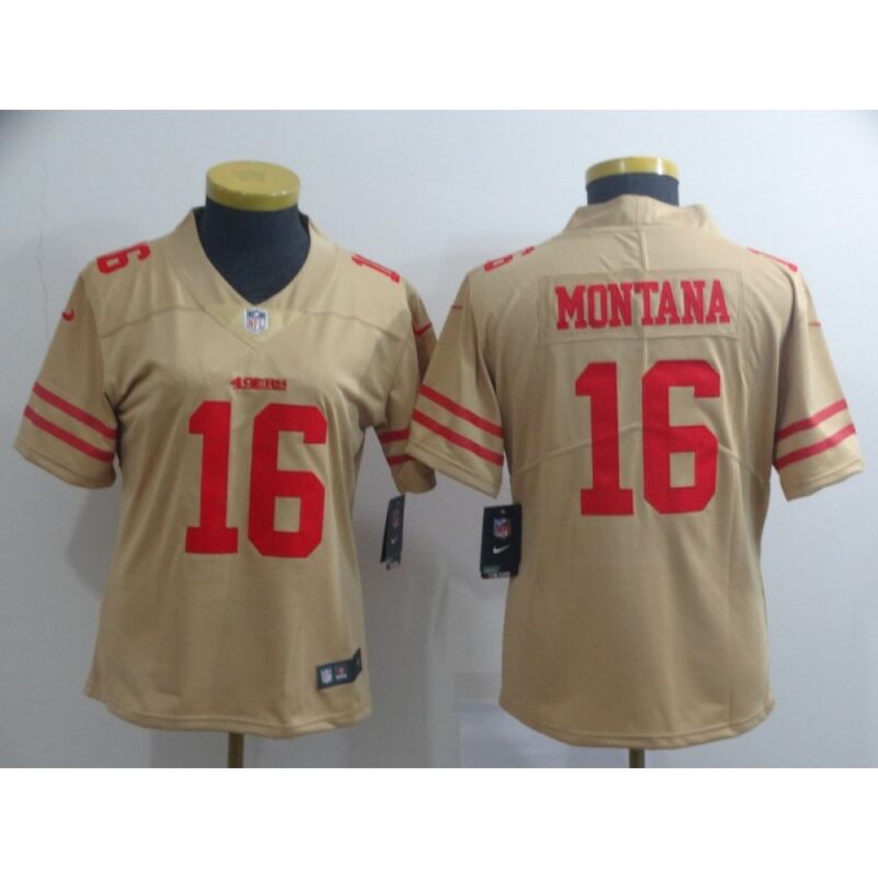 68625e4c11cba_1 Women's NFL San Francisco 49ers #16 Joe Montana 2019 Gold Inverted Legend Stitched NFL Jersey(Runs Small)