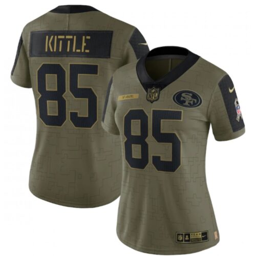 68625e5bea7a3_1 Women's San Francisco 49ers #85 George Kittle 2021 Olive Salute To Service Limited Stitched Jersey(Run Small)