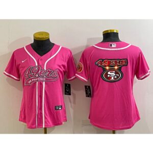 68625e6e4e728_1 Women's San Francisco 49ers Pink Team Big Logo With Patch Cool Base Stitched Baseball Jersey(Run Small)