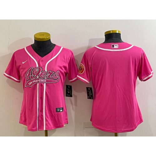 68625e714ad03_1 Women's San Francisco 49ers Blank Pink With Patch Cool Base Stitched Baseball Jersey(Run Small)