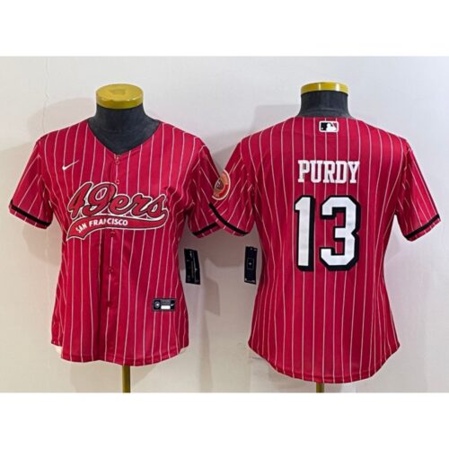 68625e7d329ab_1 Women's San Francisco 49ers #13 Brock Purdy New Red With Patch Cool Base Stitched Baseball Jersey(Run Small)