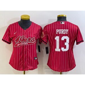 68625e83736f6_1 Women's San Francisco 49ers #13 Brock Purdy Red With Patch Cool Base Stitched Baseball Jersey(Run Small)