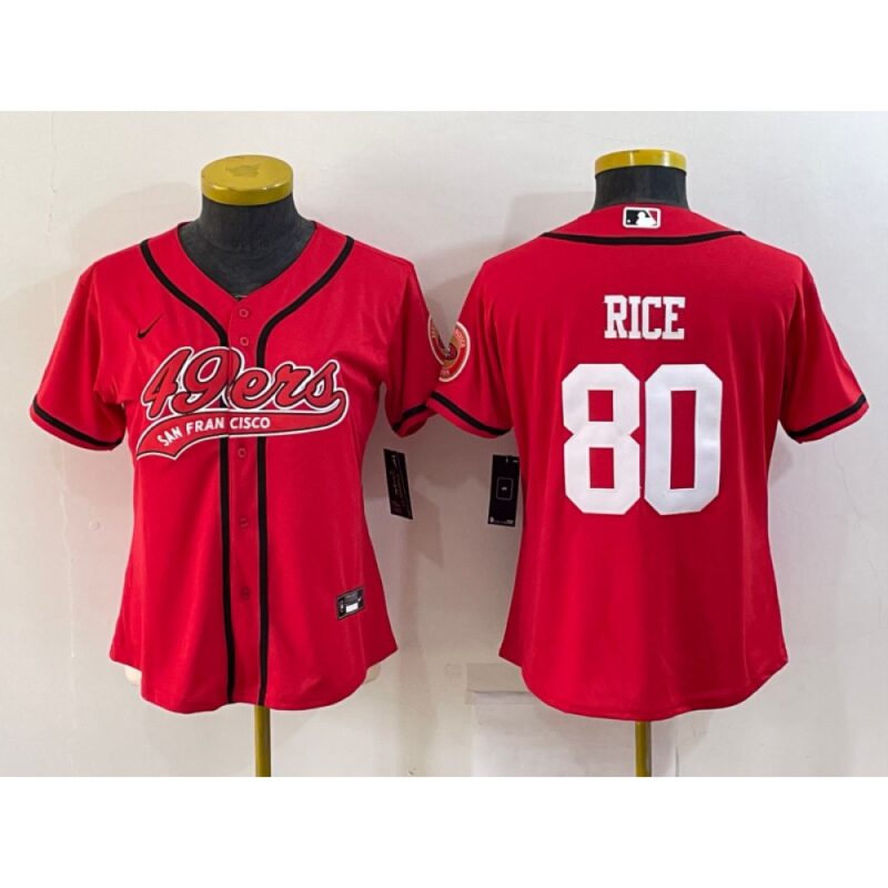 68625e998a4d1_1 Women's San Francisco 49ers #80 Jerry Rice Red With Patch Cool Base Stitched Baseball Jersey(Run Small)