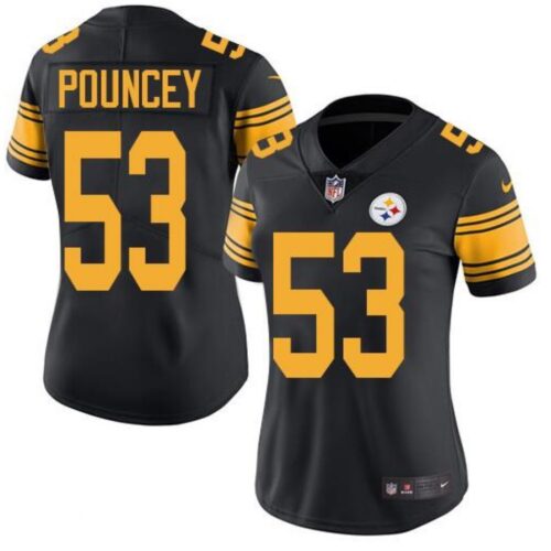 68625ecdda3fb_1 Women's Pittsburgh Steelers #53 Maurkice Pouncey Black Color Rush Limited Stitched NFL Jersey(Run Small)