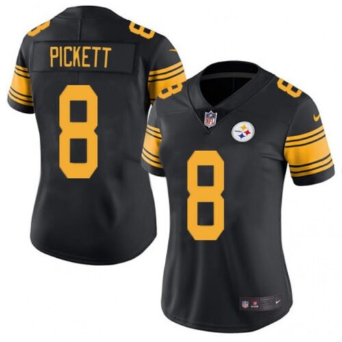 68625eecbfc42_1 Women's Pittsburgh Steelers #8 Kenny Pickett Black Color Rush Limited Stitched Jersey(Run Small)