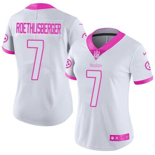68625f4fed13e_1 Steelers #7 Ben Roethlisberger White/Pink Women's Stitched NFL Limited Rush Fashion Jersey
