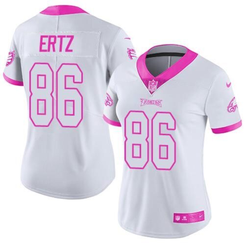 68625fddcdcbb_1 Eagles #86 Zach Ertz White/Pink Women's Stitched NFL Limited Rush Fashion Jersey