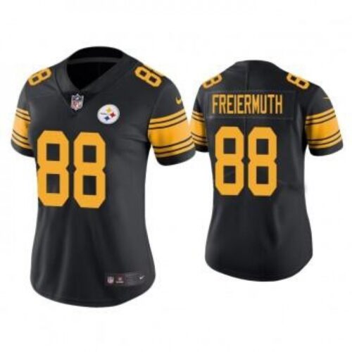 68625ffb73a86_1 Women's Pittsburgh Steelers #88 Pat Freiermuth Black Color Rush Stitched NFL Jersey(Run Small)