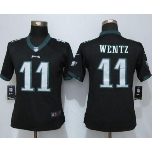 6862601bc16de_1 Eagles #11 Carson Wentz Black Alternate Women's Stitched NFL New Limited Jersey