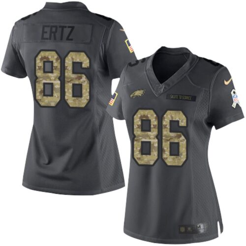 6862602b28f58_1 Eagles #86 Zach Ertz Black Women's Stitched NFL Limited 2016 Salute to Service Jersey