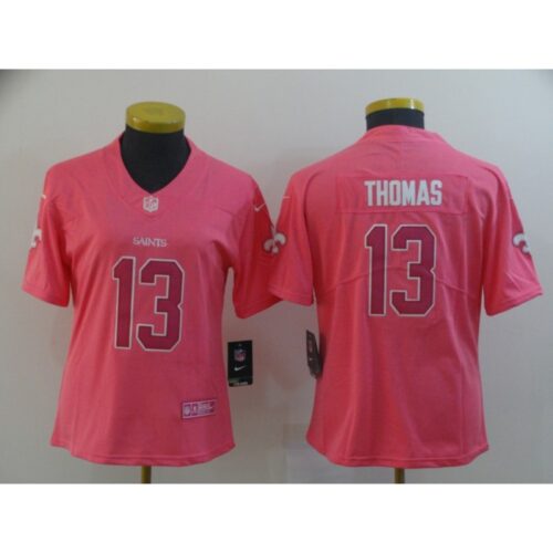 686261b3ee38d_1 Women's New Orleans Saints #13 Michael Thomas Pink Vapor Untouchable Limited Stitched NFL Jersey(Run Small