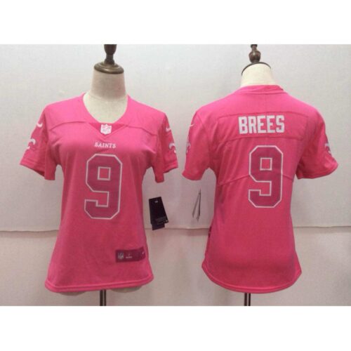 686261bd549ce_1 Women's New Orleans Saints #9 Drew Brees Pink Limited Rush Fashion Stitched NFL Jersey