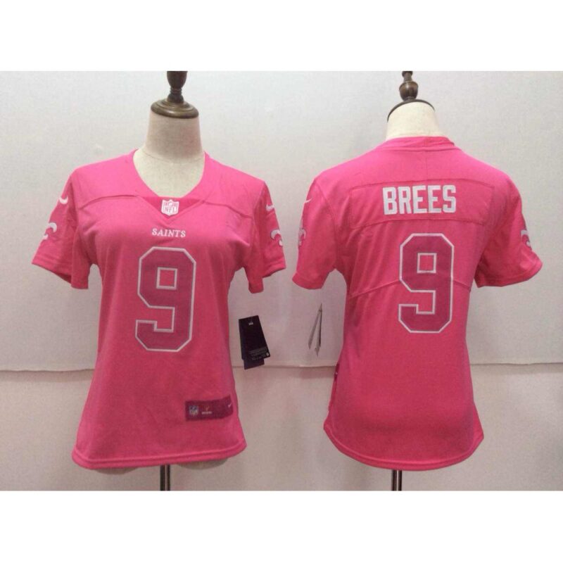 686261bd549ce_1 Women's New Orleans Saints #9 Drew Brees Pink Limited Rush Fashion Stitched NFL Jersey