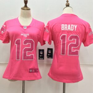 68626236a10ee_1 Women's New England Patriots #12 Tom Brady Pink Limited Rush Fashion Stitched NFL Jersey