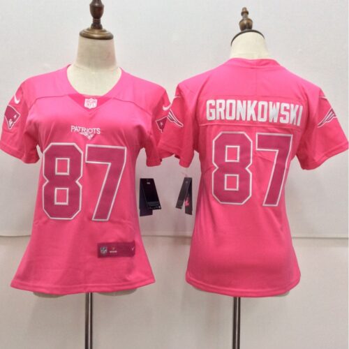68626239c938c_1 Women's New England Patriots #87 Rob Gronkowski Pink Limited Rush Fashion Stitched NFL Jersey