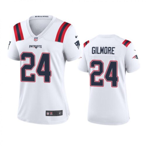 6862624e8357a_1 Women's New England Patriots #24 Stephon Gilmore White Stitched Jersey(Run Small)