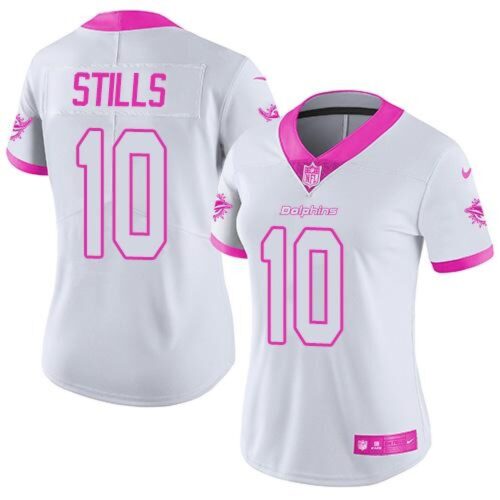 686262e1d7acd_1 Dolphins #10 Kenny Stills White/Pink Women's Stitched NFL Limited Rush Fashion Jersey