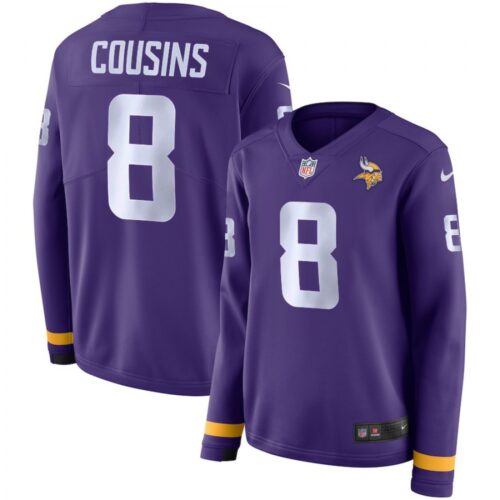 6862632462ca7_1 Women's Minnesota Vikings #8 Kirk Cousins Purple Therma Long Sleeve Stitched NFL Jersey