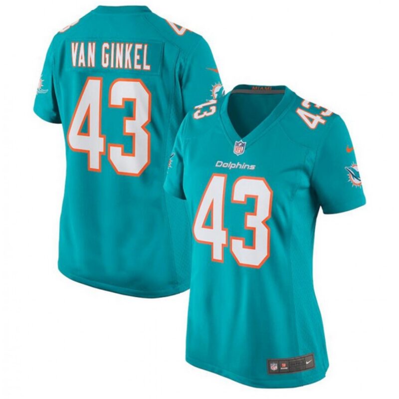 6862635aaac7e_1 Women's Miami Dolphins #43 Andrew Van Ginkel Aqua Stitched Jersey(Run Small)