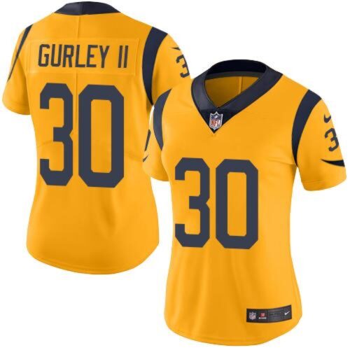 686263870bca0_1 Rams #30 Todd Gurley II Gold Women's Stitched NFL Limited Rush Jersey
