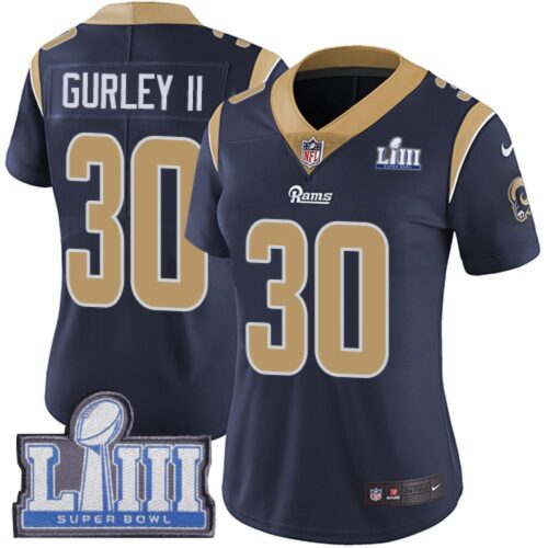 686263901e49a_1 Women's Los Angeles Rams #30 Todd Gurley II Navy Blue Super Bowl LIII Vapor Untouchable Limited Stitched NFL Jersey ( run small )