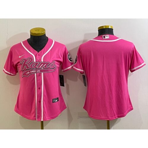 686263a5553c5_1 Women's Los Angeles Rams Blank Pink With Patch Cool Base Stitched Baseball Jersey(Run Small)