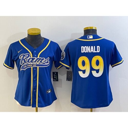 686263ab854f4_1 Women's Los Angeles Rams #99 Aaron Donald Royal With Patch Cool Base Stitched Baseball Jersey(Run Small)
