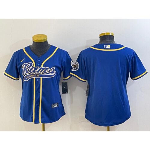 686263b186625_1 Women's Los Angeles Rams Blank Royal With Patch Cool Base Stitched Baseball Jersey(Run Small)