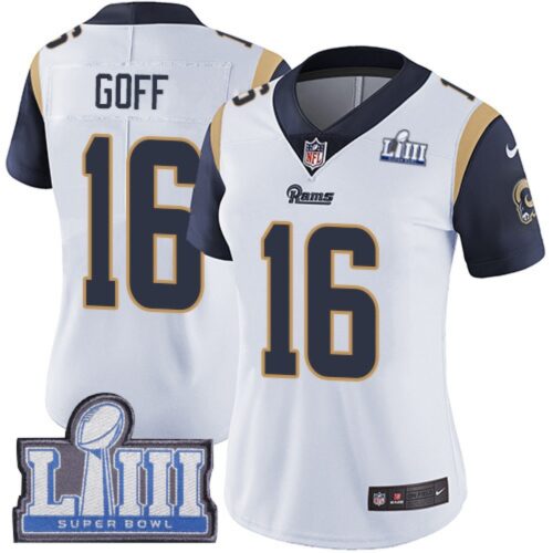 686263cf6c011_1 Women's Los Angeles Rams #16 Jared Goff White Super Bowl LIII Vapor Untouchable Limited Stitched NFL Jersey ( run small )