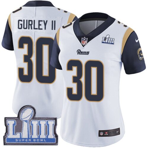 686263d826b87_1 Women's Los Angeles Rams #30 Todd Gurley II White Super Bowl LIII Vapor Untouchable Limited Stitched NFL Jersey ( run small )