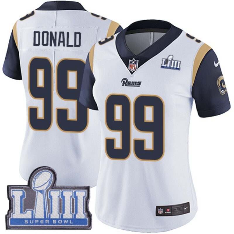 686263e401566_1 Women's Los Angeles Rams #99 Aaron Donald White Super Bowl LIII Vapor Untouchable Limited Stitched NFL Jersey ( run small )