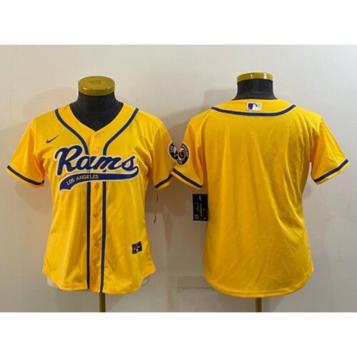 686263ed33d1d_1 Women's Los Angeles Rams Blank Yellow With Patch Cool Base Stitched Baseball Jersey(Run Small)