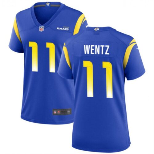 6862648754a1f_1 Women's Los Angeles Rams #11 Carson Wentz Blue Stitched Jersey(Run Small)
