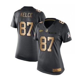 6862657fd8017_1 Women's Kansas City Chiefs #87 Travis Kelce 2023 Black/Gold Salute To Service Limited Stitched Jersey(Run Small)