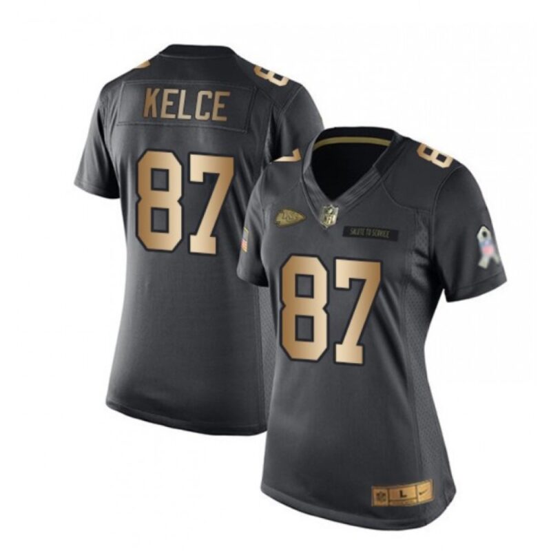 6862657fd8017_1 Women's Kansas City Chiefs #87 Travis Kelce 2023 Black/Gold Salute To Service Limited Stitched Jersey(Run Small)