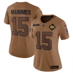 68626582d9f58_1 Women's Kansas City Chiefs #15 Patrick Mahomes 2023 Brown Salute To Service Limited Stitched Jersey(Run Small)