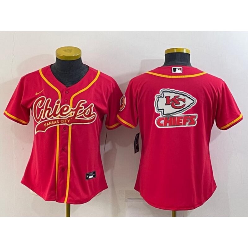 686265adcf9a5_1 Women's Kansas City Chiefs Red Team Big Logo With Patch Cool Base Stitched Baseball Jersey(Run Small)