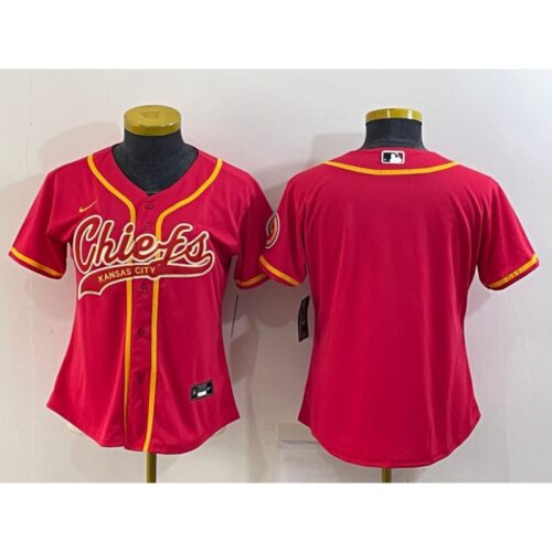 686265b0df1e5_1 Women's Kansas City Chiefs Blank Red With Patch Cool Base Stitched Baseball Jersey(Run Small)