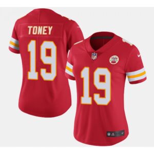 686265b700dd1_1 Women's Kansas City Chiefs #19 Kadarius Toney Red Vapor Stitched Jersey(Run Small)
