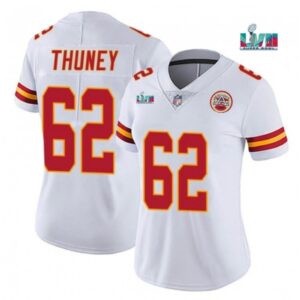 686265f4248cb_1 Women's Kansas City Chiefs #62 Joe Thuney White Super Bowl LVII Patch Vapor Stitched Jersey(Run Small)