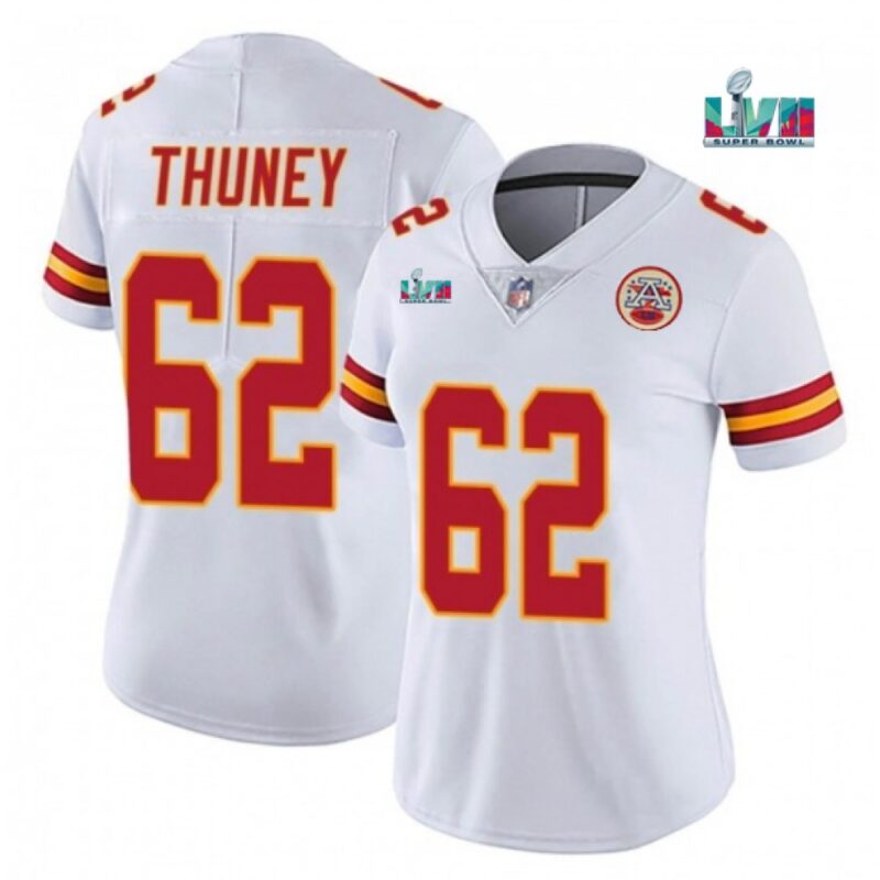 686265f4248cb_1 Women's Kansas City Chiefs #62 Joe Thuney White Super Bowl LVII Patch Vapor Stitched Jersey(Run Small)