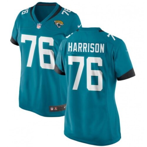 686266007afd4_1 Women's Jacksonville Jaguars #76 Anton Harrison Teal 2023 Draft Stitched Jersey(Run Small)