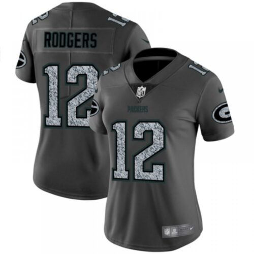 6862661848907_1 Women's Green Bay Packers #12 Aaron Rodgers 2019 Gray Fashion Static Limited Stitched NFL Jersey(Run Small)