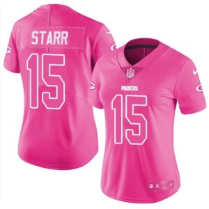 686266244fdcd_1 Women's Green Bay Packers #15 BART STARR Pink Limited Stitched NFL Jersey(Run Small)