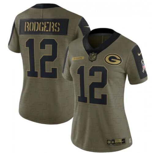 6862664b20f2b_1 Women's Green Bay Packers #12 Aaron Rodgers 2021 Olive Salute To Service Limited Stitched Jersey(Run Small)