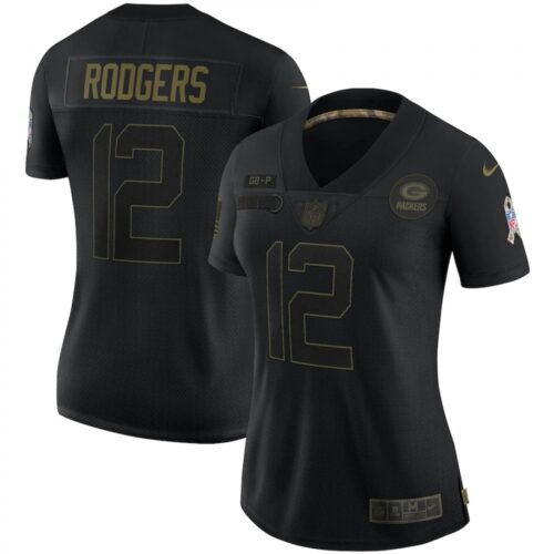 6862664e35dca_1 Women's Green Bay Packers #12 Aaron Rodgers Black Salute To Service Limited Stitched Jersey(Run Small)