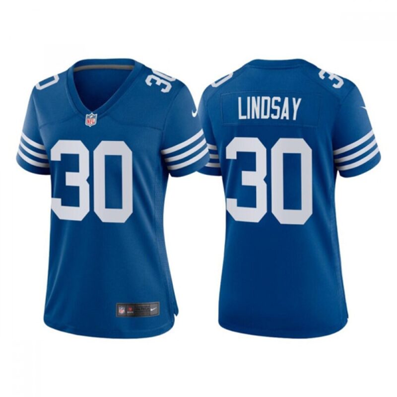 6862668fb107f_1 Women's Indianapolis Colts #30 Phillip Lindsay New Blue Stitched Jersey(Run Small)