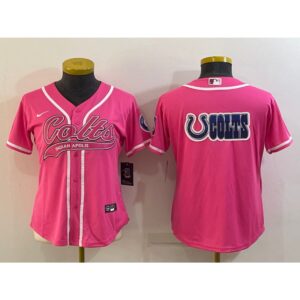 686266a51ffc0_1 Women's Indianapolis Colts Team Big Logo Pink With Patch Cool Base Stitched Baseball Jersey(Run Small)