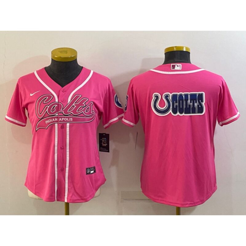 686266a51ffc0_1 Women's Indianapolis Colts Team Big Logo Pink With Patch Cool Base Stitched Baseball Jersey(Run Small)