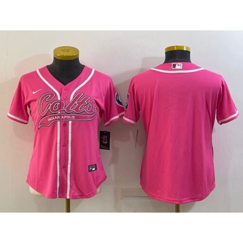 686266a81406c_1 Women's Indianapolis Colts Blank Pink With Patch Cool Base Stitched Baseball Jersey(Run Small)